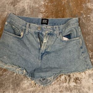 BDG Blue Jean Shorts with Distressed Details